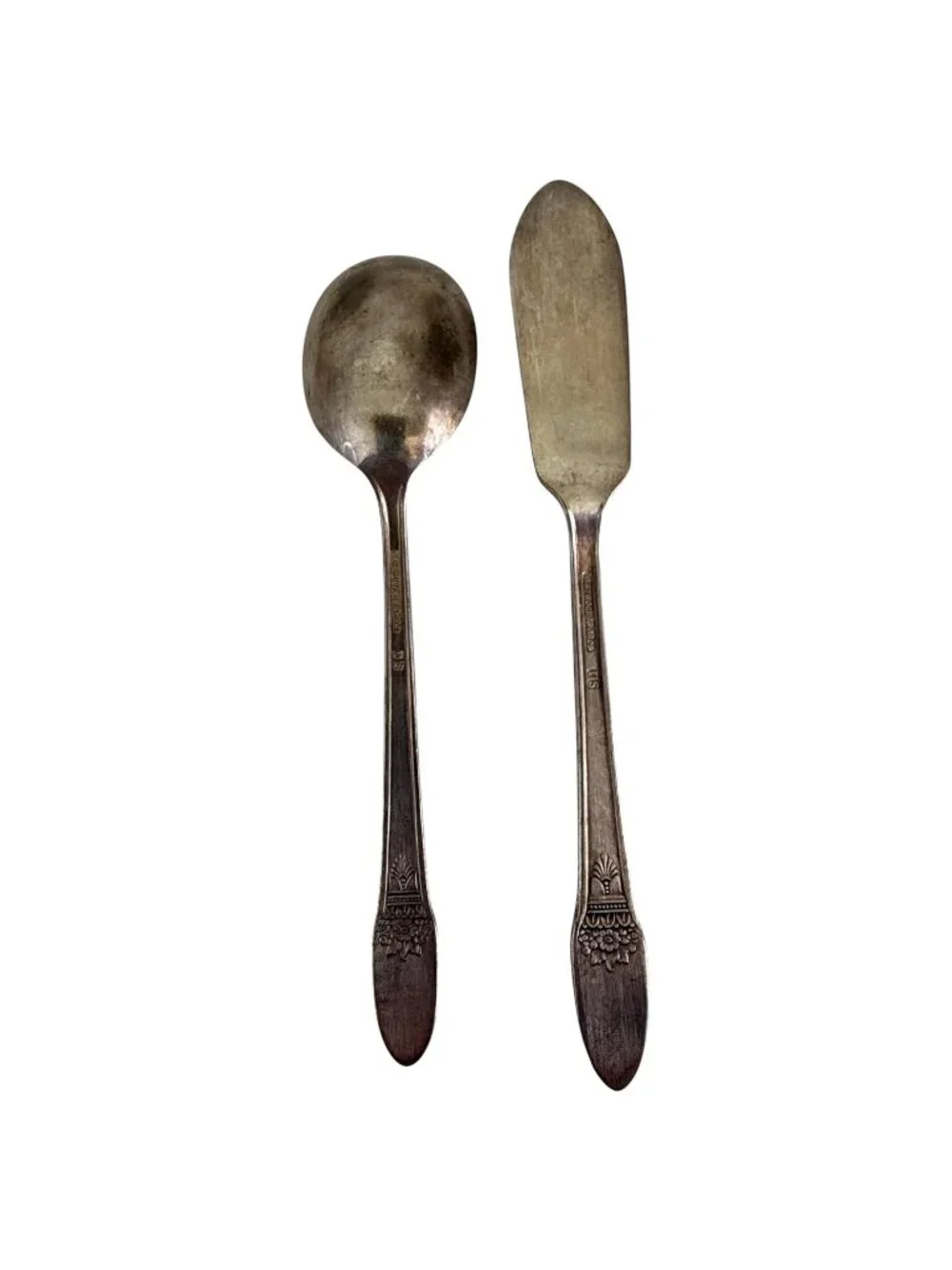 VTG 1847 Rogers Bros First Love Silverplate Flatware 52 PC Set‎ Floral Art Deco